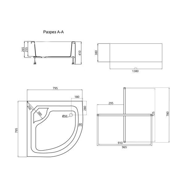 Душевой поддон Lidz KAPIELKA ST80x80x41 см с панелью SD00050482 фото