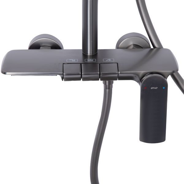 Душова система універсальна Qtap Slavonice з водоспадом QTSLA111GMB45905 Gunmetal Black PVD, латунь, графіт SD00052029 фото
