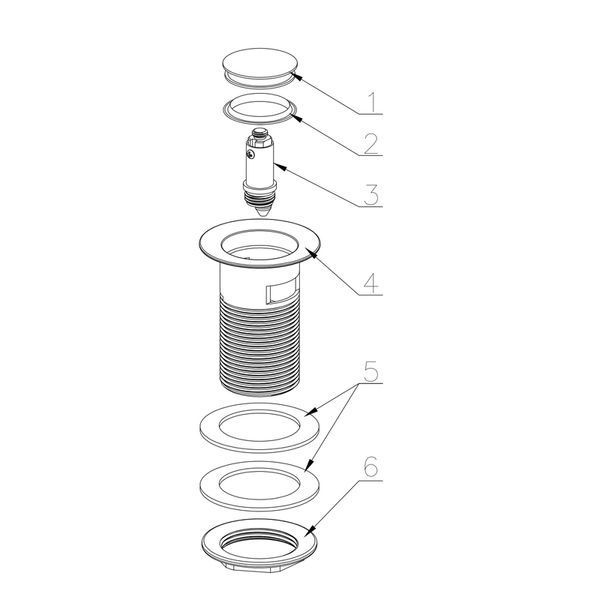 Донный клапан для раковины Koer PW-09-01 1 1/4'' с переливом автоматический СLICK-СLACK (Цвет хром) (KR5796) KR5796 фото