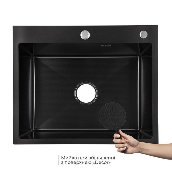 Lidz Handmade H6050HB Мийка для кухні інтегрована Decor Black PVD Honeycomb 2,5/0,5 мм LDH6050BDECPVD48371 SD00054495 фото