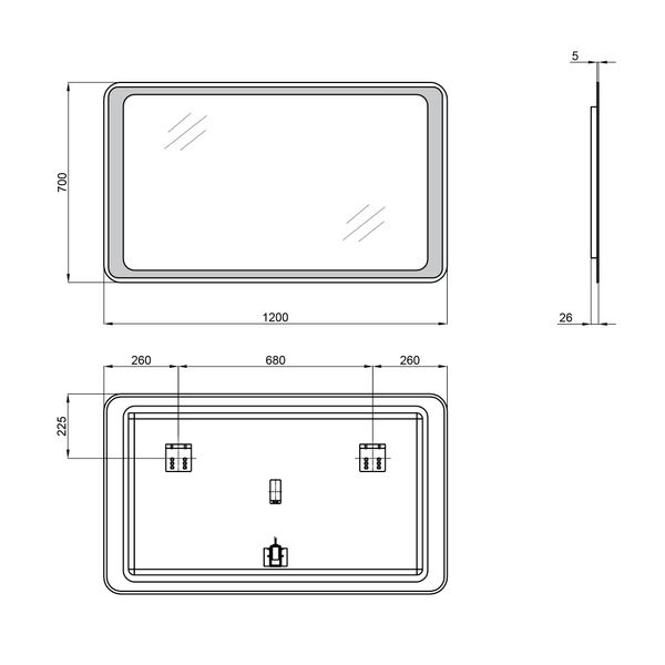 Зеркало Qtap Leo 1200х700 с LED-подсветкой Touch, диммер, рег. яркости QT1178141870120W SD00045755 фото