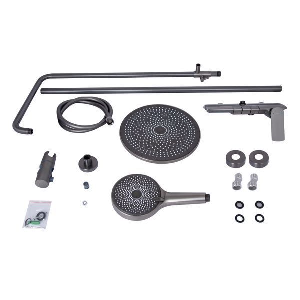 Душова система універсальна Qtap Slavonice з водоспадом QTSLA111GMB45905 Gunmetal Black PVD, латунь, графіт SD00052029 фото