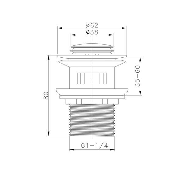 Донный клапан для раковины Koer PW-09-01 1 1/4'' с переливом автоматический СLICK-СLACK (Цвет хром) (KR5796) KR5796 фото