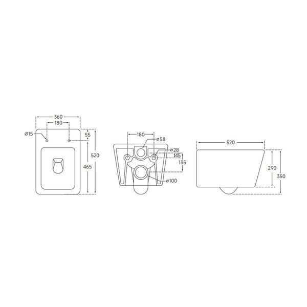 Унитаз подвесной Mixxus QUADRO-0304-R 520x360x365mm, система смыва RIMLESS (MI6707) MI6707 фото