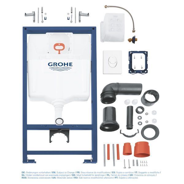 Набір 3 в 1: Інсталяція Grohe Rapid SL + Біла кнопка Skate Air + Унітаз безобідковий Koer TT-0101-T3 із сидінням Soft-close (Tornado 3.0) 38722001KR5615 фото