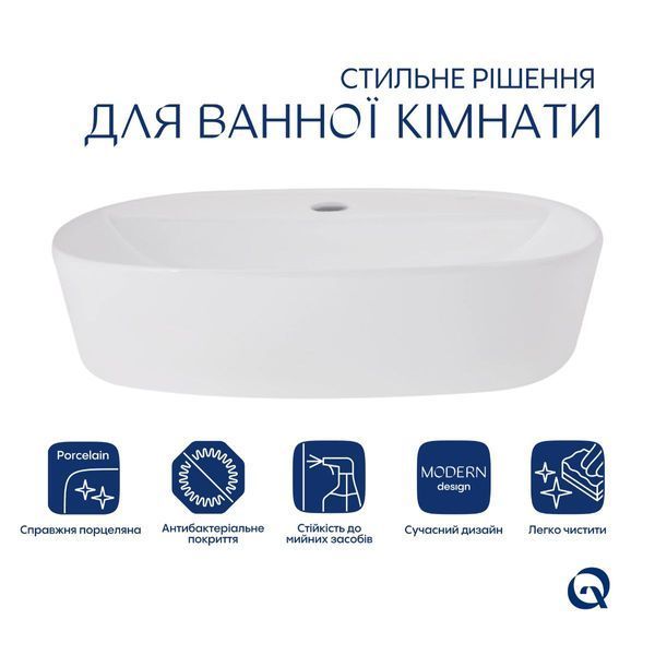 Набір Qtap 3 в 1 для ванної кімнати: Раковина Scorpio 500x380x120 мм + Змішувач Grand Chrome + Дзеркало з LED-підсвіткою 600х800 мм SD130002 фото