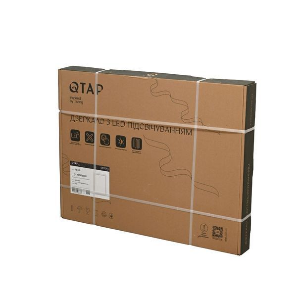 Набір Qtap 3 в 1 для ванної кімнати: Раковина Scorpio 500x380x120 мм + Змішувач Grand Chrome + Дзеркало з LED-підсвіткою 600х800 мм SD130002 фото