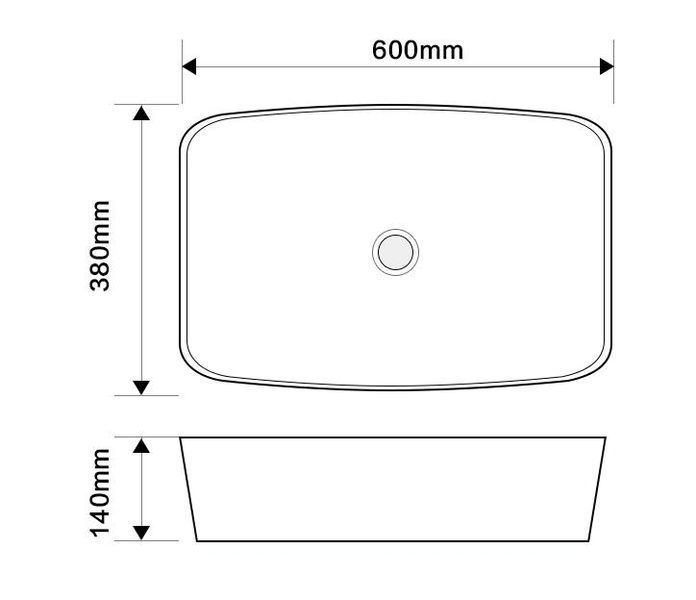 Раковина накладная Mixxus Premium DIVERSE-0111 600х380х140mm (MP6561) MP6561 фото