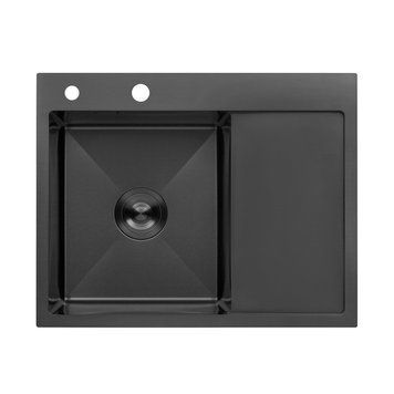 Кухонна мийка Kroner KRP Schwarze - 6350LHM PVD (3.0/1.0 мм) CV031322 фото
