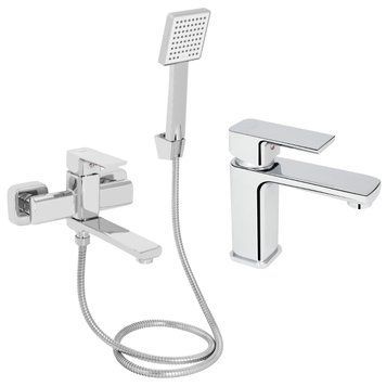 Комплект змішувачів Lidz Dozorca Chrome для ванни та раковини (LDDOZ0051CRM45404 + LDDOZ001CRM45403) SD528527 фото