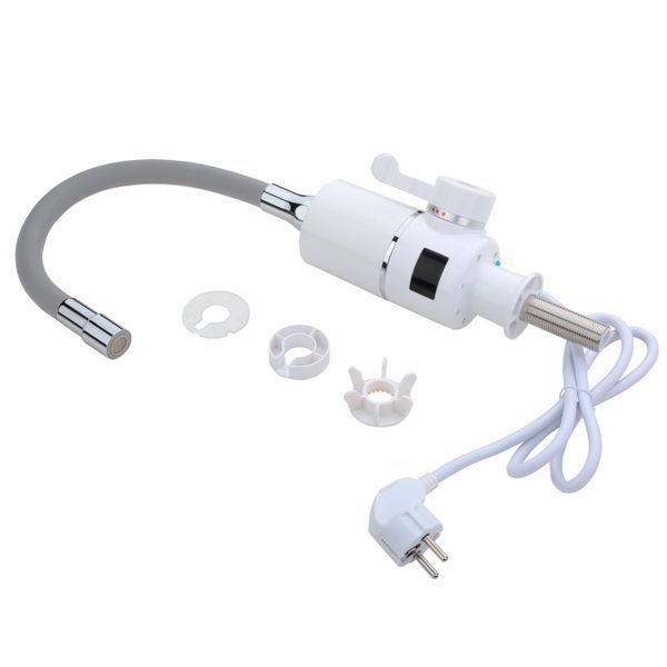 Проточний кран-водонагрівач з гнучким виливом для кухні Lidz Warm 065 LDWAR065GRE49096 White/Grey SD00055220 фото