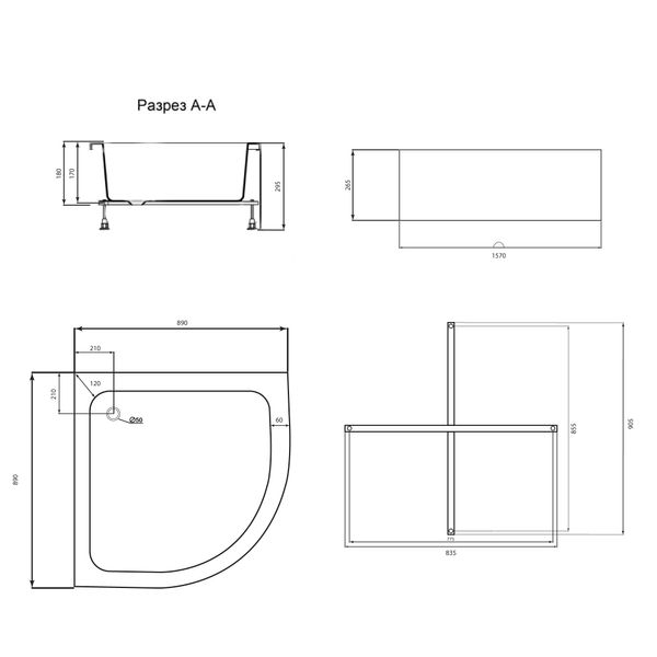 Душовий піддон Lidz KAPIELKA ST90x90x26 SD00050479 фото