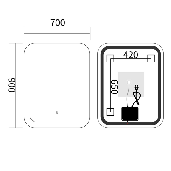 Зеркало Mixxus Premium DIVERSE MR15-90x70-Reverse с Led Touch, Anti-fog, димером (3-6,5kK) (MP6639) MP6639 фото