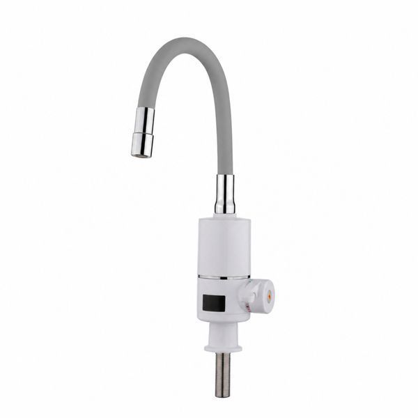 Проточний кран-водонагрівач з гнучким виливом для кухні Lidz Warm 065 LDWAR065GRE49096 White/Grey SD00055220 фото