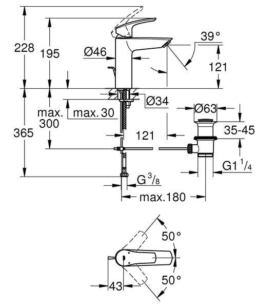 Смеситель для раковины Grohe Eurosmart M-Size (233222433) 233222433 фото