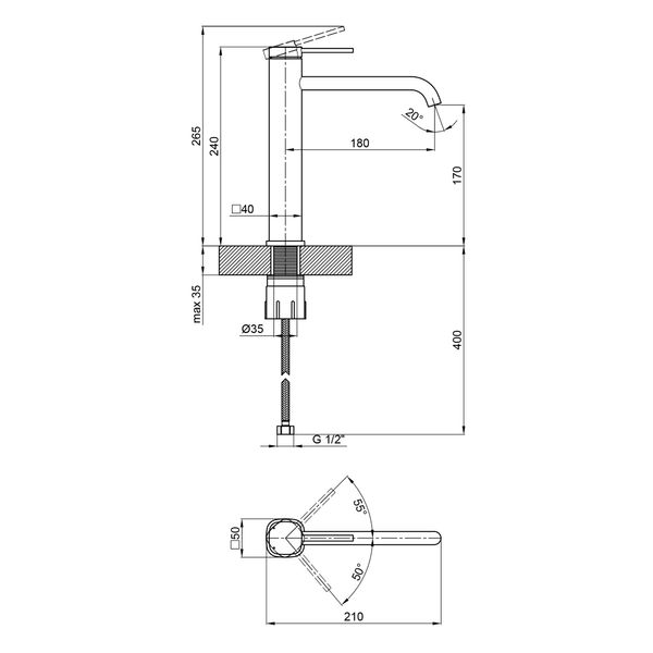 Змішувач для раковини Qtap Robin високий QTROB1060H102C Chrome SD00047542 фото