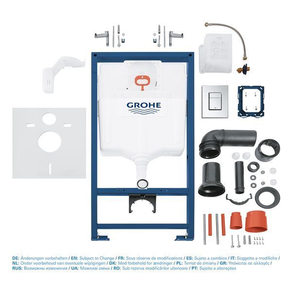 Комплект інсталяції для підвісного унітазу Grohe Rapid SL Fresh 5 в 1, висота 1130&ndash;1330 мм, хромована пневматична кнопка (38827000) 38827000 фото