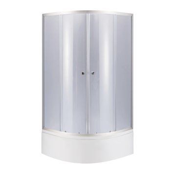Душова кабіна Latwa SC90x90.SAT.HIGH.GR полукругла, скло тон 4 мм + Душовий піддон KAPIELKA ST90x90x41, з панеллю Lidz SD00050796 фото