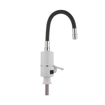 Проточний кран-водонагрівач з гнучким виливом для кухні Lidz Warm 065 LDWAR065BLA49095 White/Black SD00055219 фото