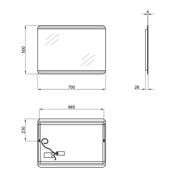 Дзеркало Qtap Tern 700х500 з LED-підсвічуванням, QT177812085070W SD00045758 фото