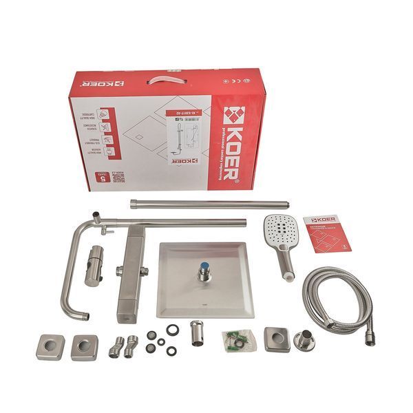 KOER KI-53017-02 Душова колона з термостатичним змішувачем, 2 функціі, з нержавіючої сталі SUS304 (Колір нерж) (KR5547) KR5547 фото