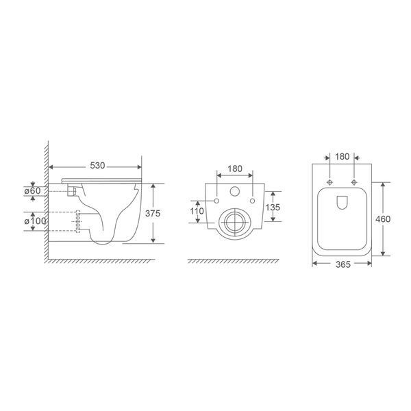 Унітаз підвісний Mixxus Premium Diverse-0101-T1 530x365x373mm, система змиву Tornado 1.0 (MP6477) MP6477 фото