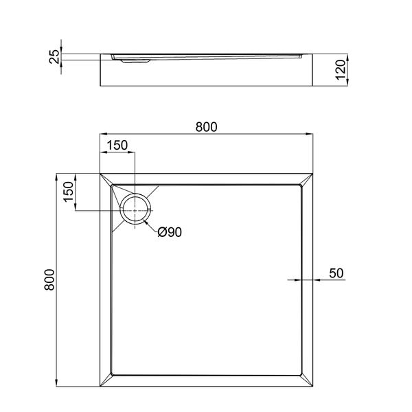 Душевой поддон Qtap Tern 308812C 80x80x12 см + сифон SD00046987 фото