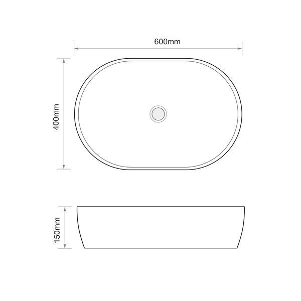 Раковина накладная Mixxus Premium ELLIPSE-0105 EDGE GOLD 600х400х150mm (MP6564) MP6564 фото