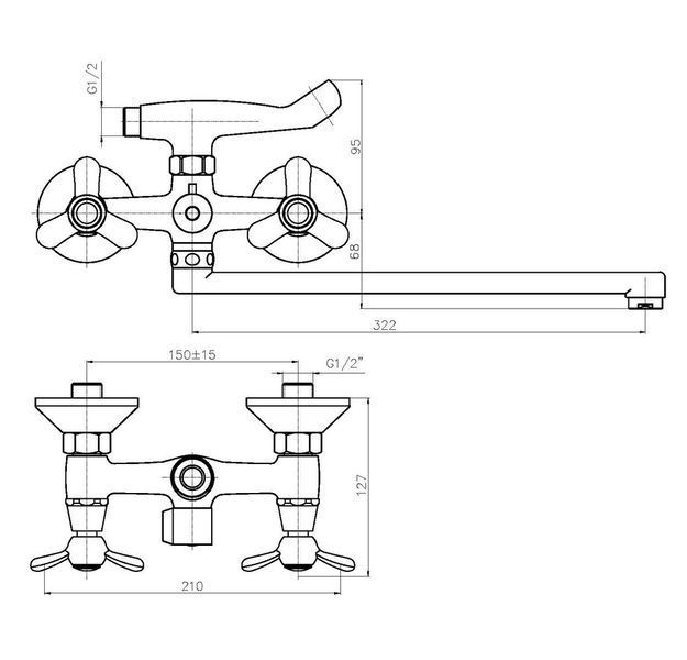 Смеситель для ванны Haiba Vilta 140 (HB0916) HB0916 фото