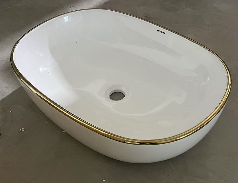 Раковина накладная Mixxus Premium ELLIPSE-0105 EDGE GOLD 600х400х150mm (MP6564) MP6564 фото