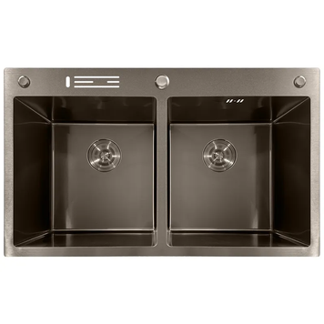 Мойка из нержавеющей стали MIXXUS MH8350-DK NANO-BLACK (3.0/0.8) цвет графит (MI7053) MI7053 фото