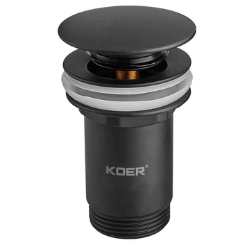 Донный клапан для раковины Koer PW-07-05 1 1/4'' с переливом автоматический СLICK-СLACK (Цвет черный) (KR5785) KR5785 фото