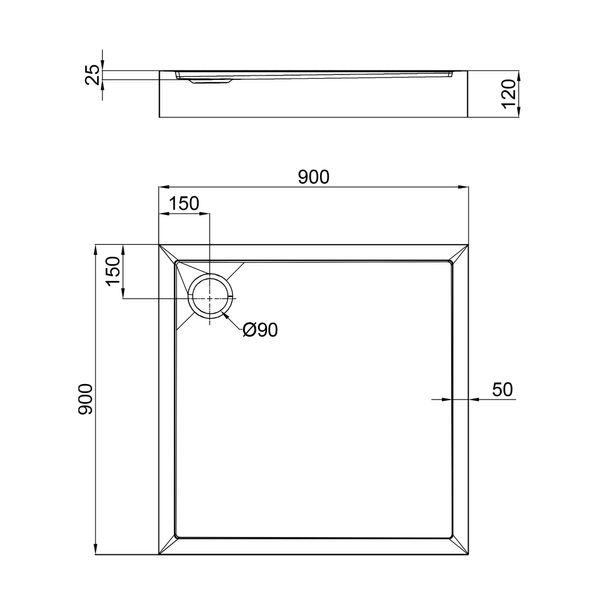 Душевой поддон Qtap Tern 309912C 90x90x12 см + сифон SD00046988 фото