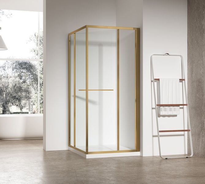 Душова кабіна без піддону Koer SR SC09-90x90x200-L-TR-12 прозоре скло Easy Clean 6мм Матове золото (KR5684) KR5684 фото