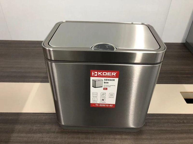 Відро для сміття сенсорне прямокутне KOER TC-020212-02 12 л (колір нержавійка) (KR5584) KR5584 фото