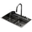 Кухонна мийка Zerix ZH7548-SET-03 Nano Black (ZM5577) з нержавіючої сталі, 750&times;480&times;215 мм, з сенсорним змішувачем та повним комплектом