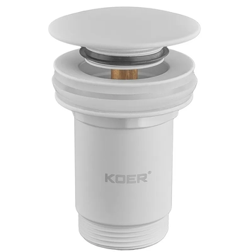 Донный клапан для раковины Koer PW-08-03 1 1/4'' без перелива автоматический СLICK-СLACK (Цвет белый) (KR5787) KR5787 фото