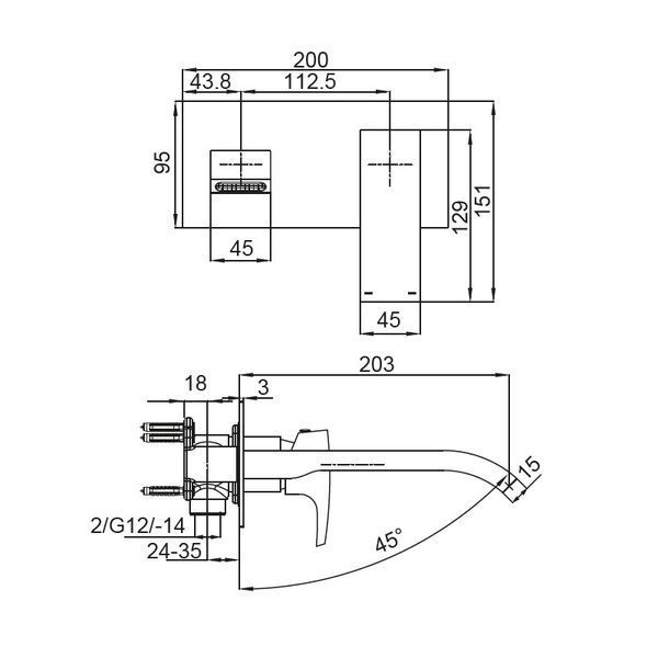 Смеситель для умывальника Koer KB-16007-05 встраиваемый (Цвет черный) (KR3451) KR3451 фото