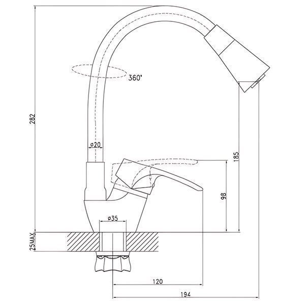 Змішувач для кухні з силіконовим виливом Zerix YUT 181 Reflector Black (колір виливу чорний) (ZX5983) ZX5983 фото
