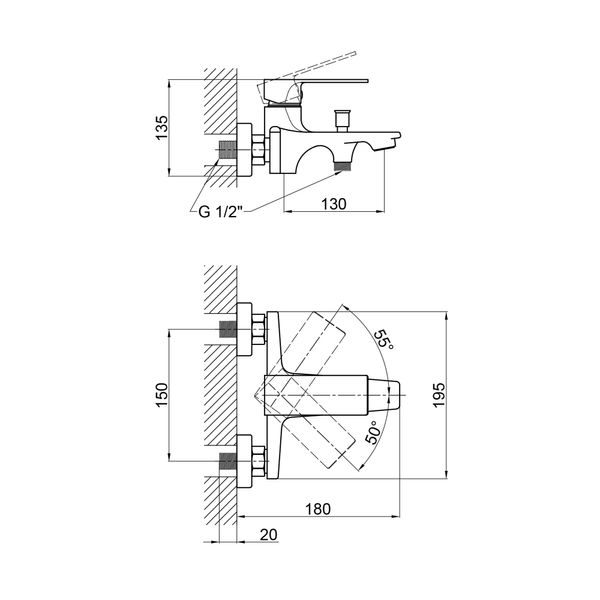 Смеситель для ванны Qtap Matice 3063103C Chrome SD00047486 фото