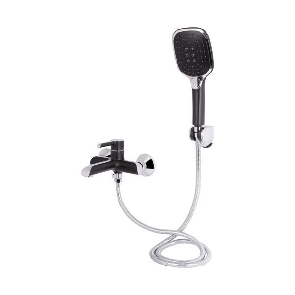 Смеситель для ванны Qtap Grand (c душевым гарнитуром) QTGRABCR006 Chrome/Black SD00039606 фото