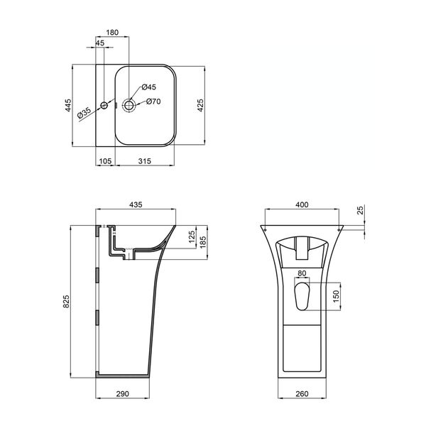 Раковина для підлоги моноблок Qtap Crow 450x435x835 White QT0511G315WN SD00053087 фото