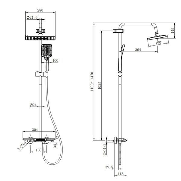 Комплект 2 в 1 MIXXUS PREMIUM TERRA Graphite: Душевая колонна 009-J + Смеситель для умывальника 001 (NUT), латунь, графит MI385383 фото