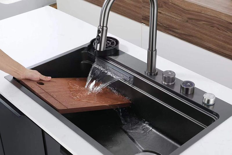 Мойка Zerix ZH7548-SET-03 Nano-Black со встроенным смесителем из нерж. стали (ZM5577) ZM5577 фото