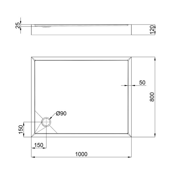 Душовий піддон Qtap Tern 301812C 100x80x12 см + сифон SD00046990 фото