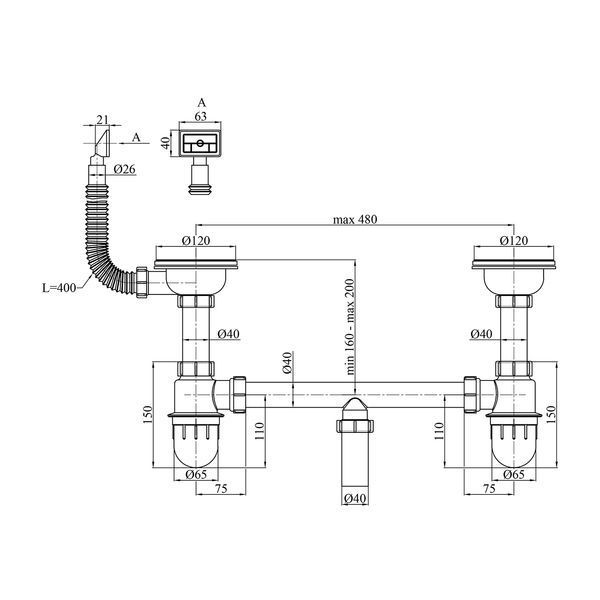 Сифон для кухонной мойки Kroner KRP Siphon - 012 3 1/2"х50/40 мм CV023015 фото