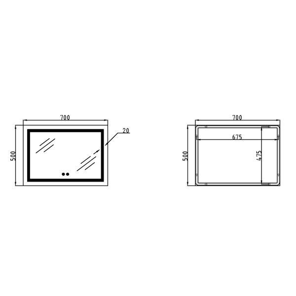 Дзеркало Qtap Mideya (DC-F613) 700х500 з LED-підсвічуванням Touch, з антизапотіванням, димером QT2078NCF7050W SD00054142 фото