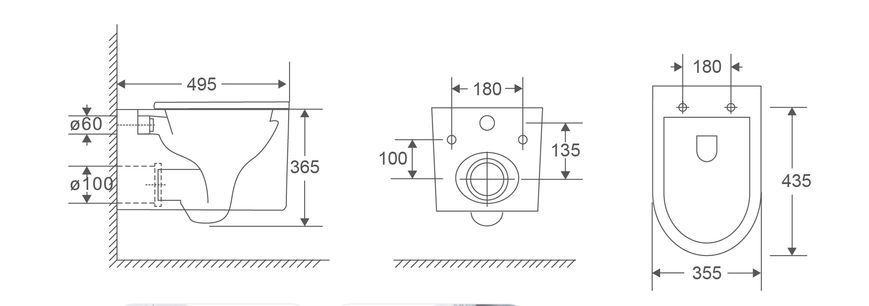 Унитаз подвесной Mixxus Premium Topper-0101-T3 495x355x375mm, система смыва Tornado 1.0 (MP6476) MP6476 фото