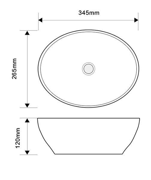 Раковина накладная Mixxus Premium ELLIPSE-0107 345х265х120mm (MP6525) MP6525 фото