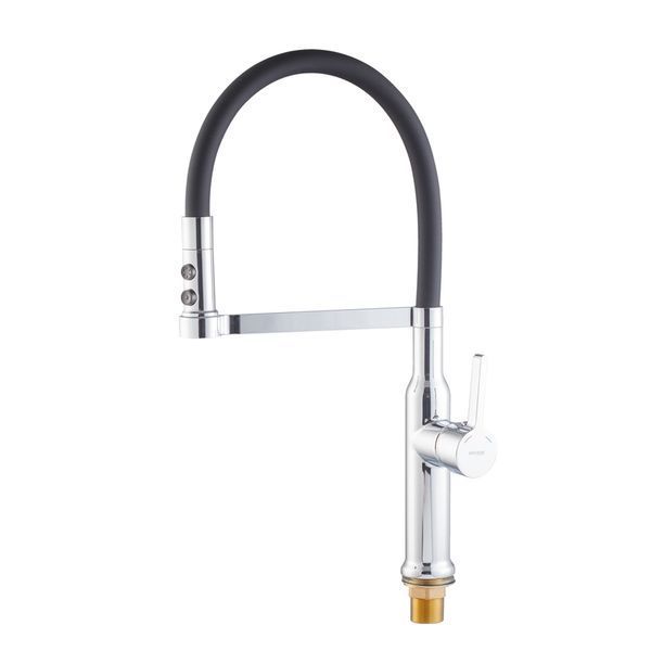 Змішувач для кухні MIXXUS PREMIUM PULL 017 REFL.BLACK (Колір хром+силік.вилив чорний) (MI8277) MI8277 фото